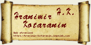Hranimir Kotaranin vizit kartica